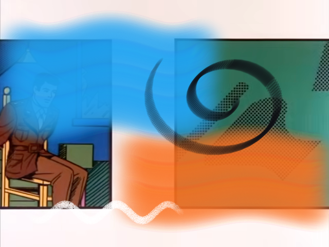 Sortie PB7 : composition peinte à la main sur une image vidéo