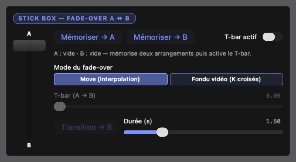 Q5K — Stick Box avec T-bar et arrangements A/B